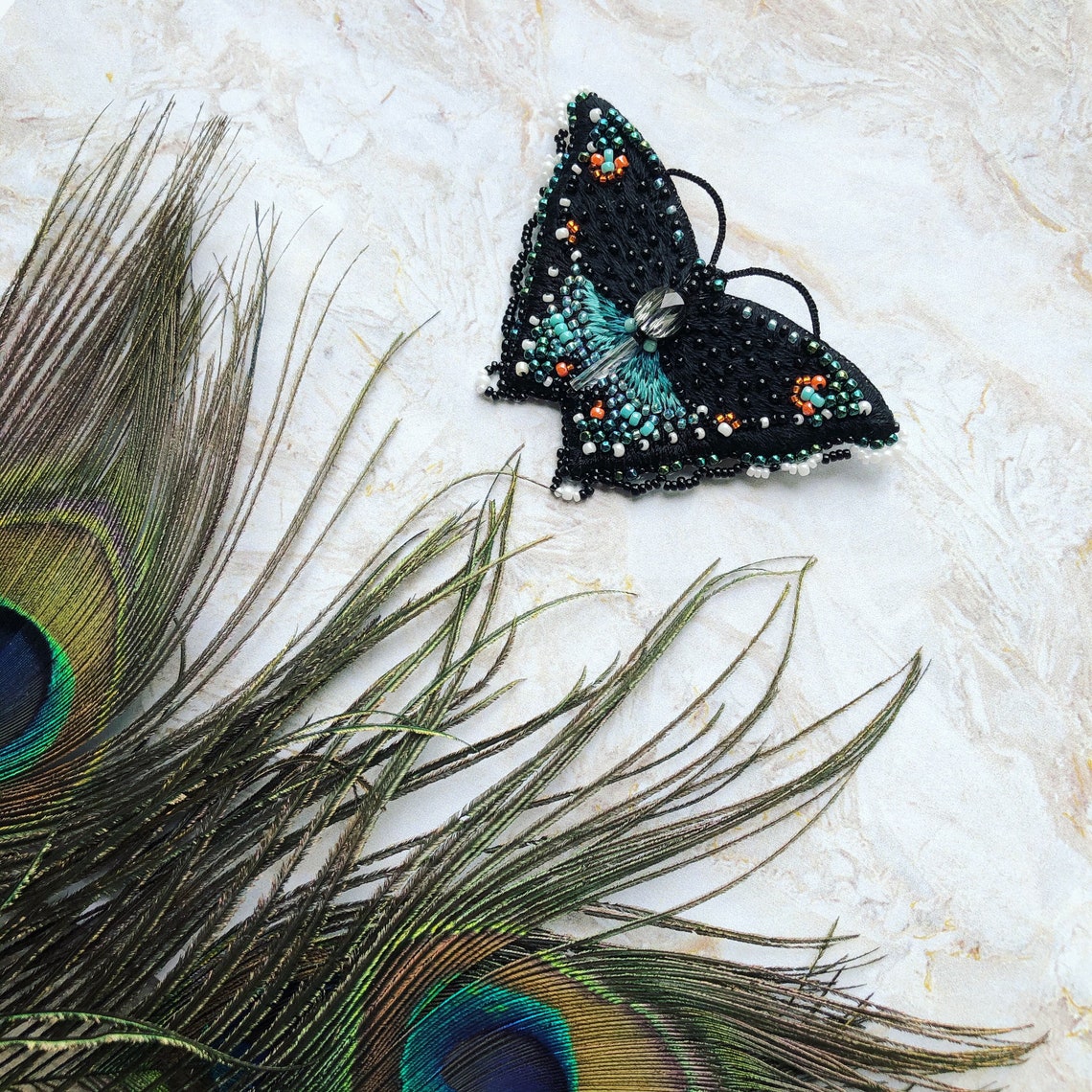 Beaded Butterfly Pin Butterfly Brooch Beaded Butterfly Etsy