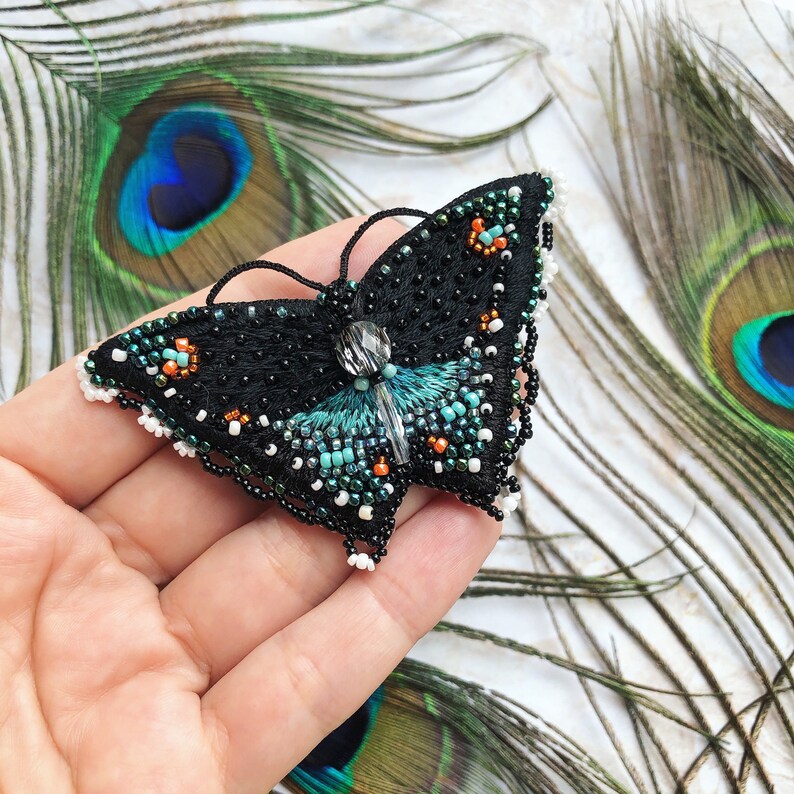 Beaded butterfly pin Butterfly Brooch Beaded butterfly Etsy
