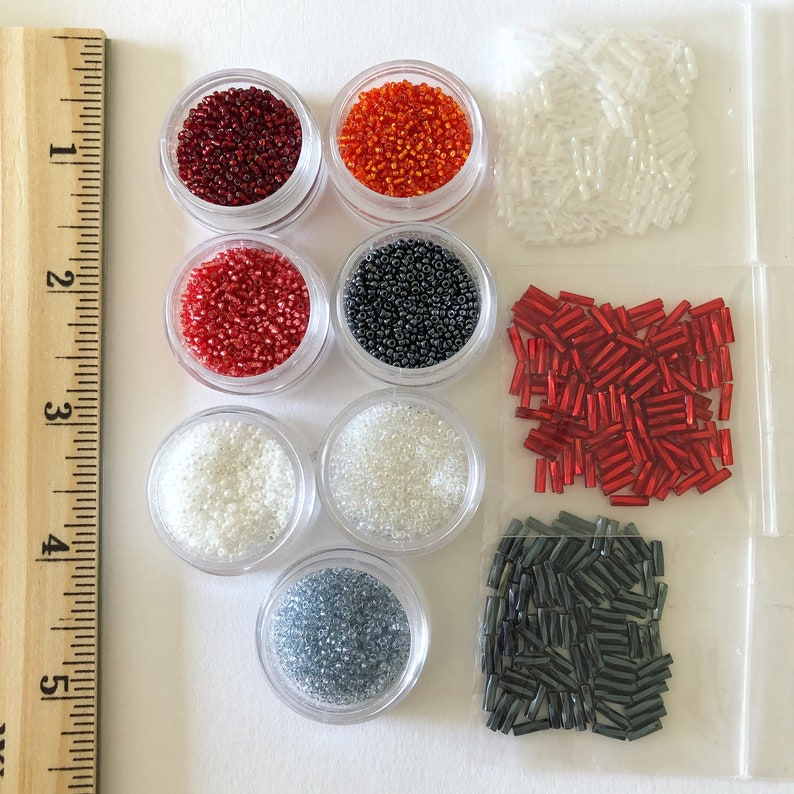 Tiny seed beads Beads Bugle beads 3 mm Beads Mix Set of Seed Beads and