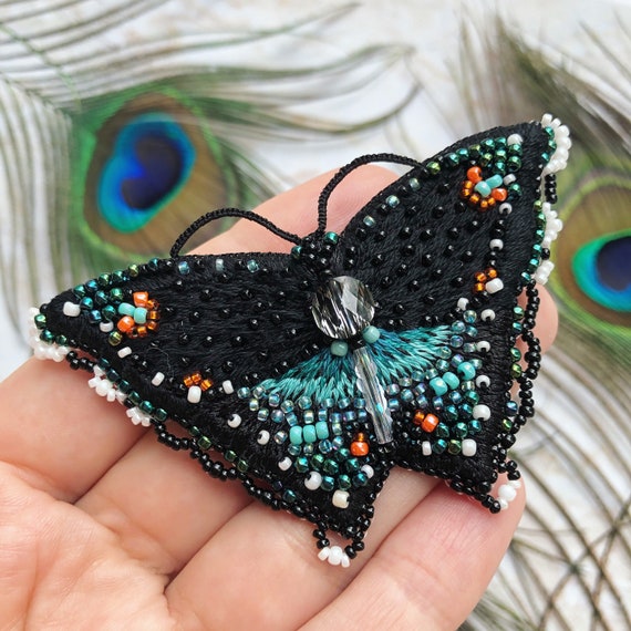 Beaded Butterfly Pin Butterfly Brooch Beaded Butterfly Embroidered  Butterfly Beaded Butterfly Pin Butterfly Pin 