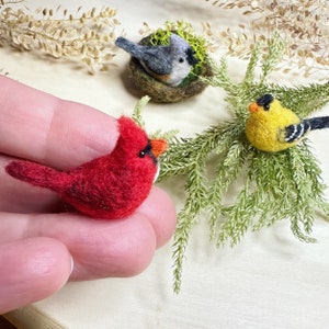 Tiny Cardinal Bird - Felted bird  - Made to order - Felted bird - Male Cardinal - Cardinal Bird Decor - Red Bird - Cardinal - small bird