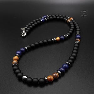 Men's Necklace Onyx Lapis Lazuli Tiger's Eye Hematite Beaded Necklace Men's Jewelry Gift