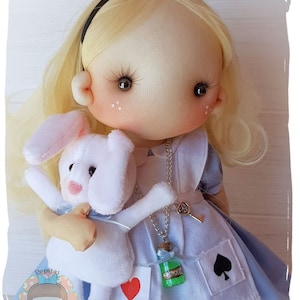 Alice in Wonderland (Pepita face), handmade fabric doll 33 cm / Alice in Wonderland doll, handmade fabric doll 12.9&#39;