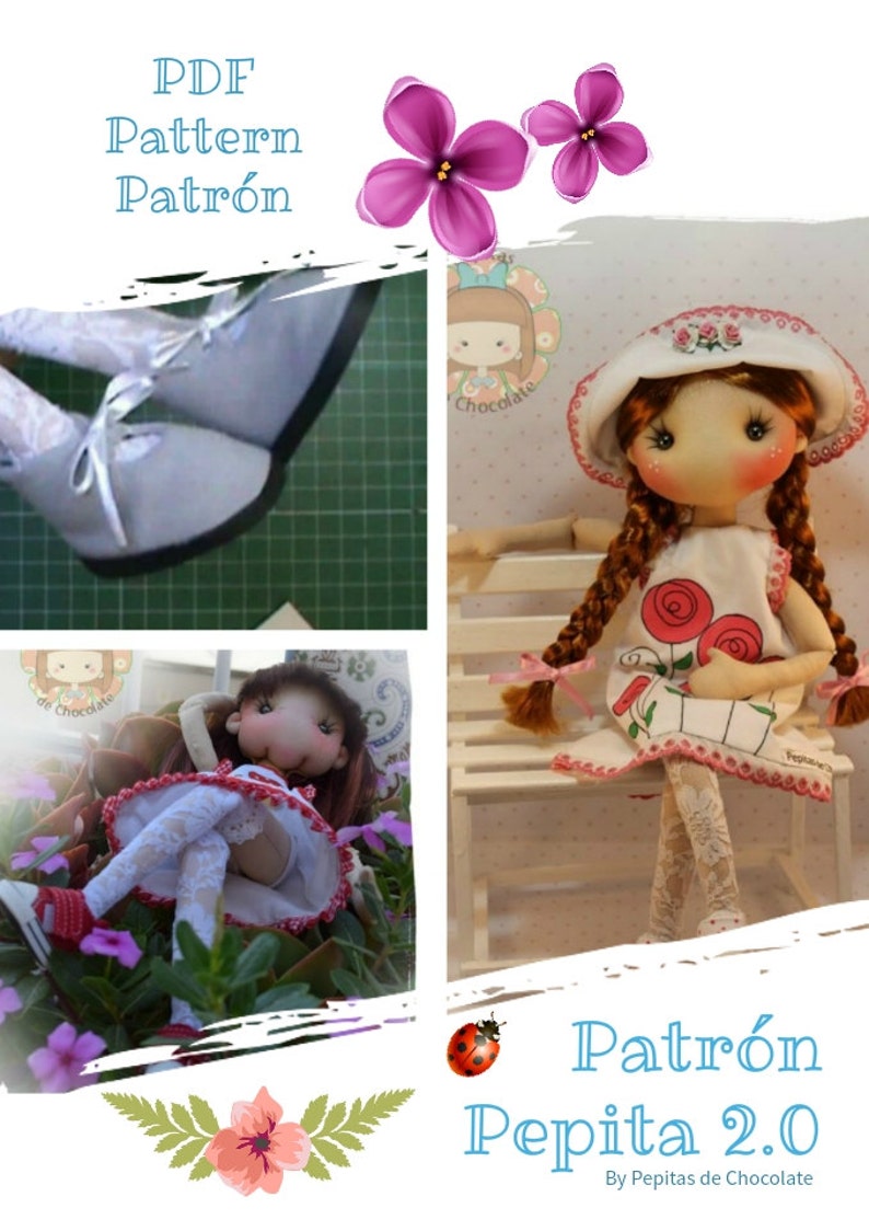 Pepita Doll Pattern 2.0 45 cm. Pattern Pepita doll 17'' image 1