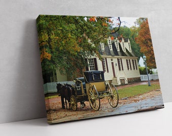 Carriage by Home in Colonial Williamsburg VA, Old Williamsburg Canvas Art, Living Room Wall Art, Williamsburg Print on Metal, Virginia Decor