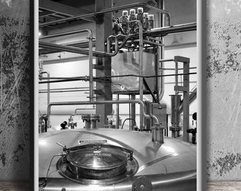 Bourbon Distillery Black and White Photography, Masculine Man Cave Art, Kentucky Bourbon Trail Canvas Print, Picture on Metal, Mash Cooker