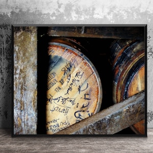 Barrel Head in Barton Bourbon Distillery Rickhouse, Canvas Wrap, Metal Art Print, Rustic Man Cave Decor, Kentucky Bar Decor, Masculine Art