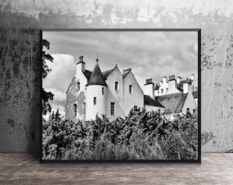 Blair Castle Perthshire Highlands Scotland, Scottish Castle, Atholl Estates, Scotland Black and White Art Print, Historic Castle, Wall Art