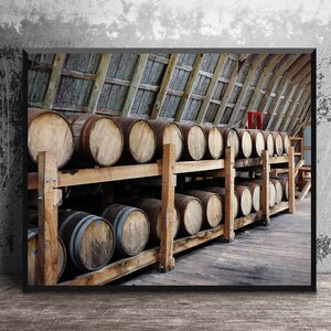 Craft Bourbon Distillery Barrels Aging in Barn, MB Roland Distillery, Masculine Wall Art, Man Cave Decor, Bourbon Art, Bourbon Gift, Whiskey
