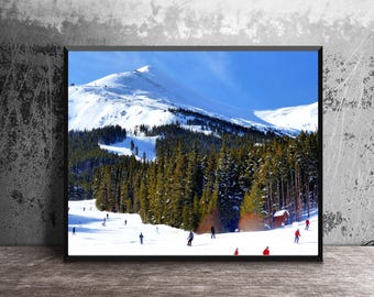 Breckenridge Colorado Ski Print, Snowy Mountain Wall Art, Winter Sport Photo, Skier Gift, Rocky Mountain Landscape, Canvas or Metal Decor
