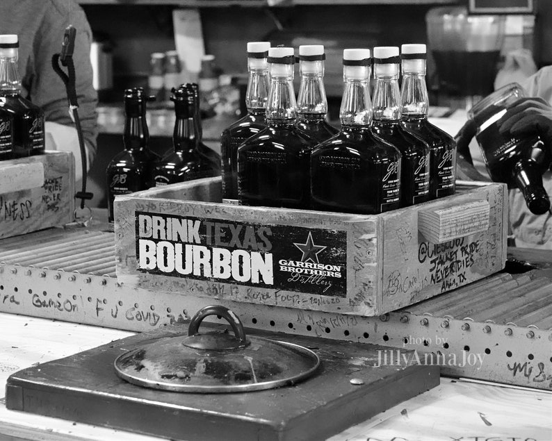 Garrison Brothers Distillery Black and White Photography, Texas Bourbon Gift, Canvas Wall Art, Picture on Metal, Masculine Man Cave Decor image 2