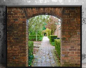 Williamsburg VA Governors Palace Gardens, Colonial Williamsburg Wall Art, Historic Virginia Architecture, Garden Entry Path, Canvas Print