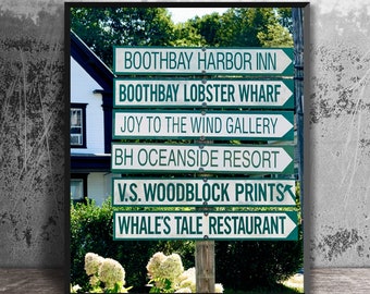 Boothbay Harbor Street Signs Photo Art, New England Wall Art, Unique Gift for Maine Traveler, Coastal Maine Wall Decor, Canvas Art Print