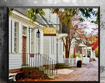 Colonial Williamsburg Street Scene, Shields Tavern, Duke of Gloucester Street, Williamsburg VA Art Photos, Unique Virginia Gift, DoG St