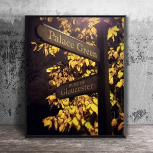 Duke of Gloucester and Palace Green Intersection Street Signs, Colonial Williamsburg Night Photography, Old Williamsburg Art Prints 16x20