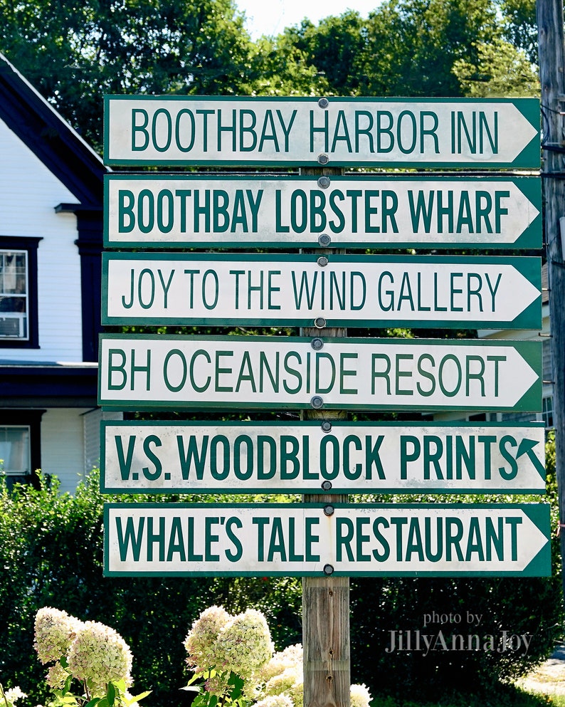 Boothbay Harbor Street Signs Photo Art, New England Wall Art, Unique Gift for Maine Traveler, Coastal Maine Wall Decor, Canvas Art Print image 2