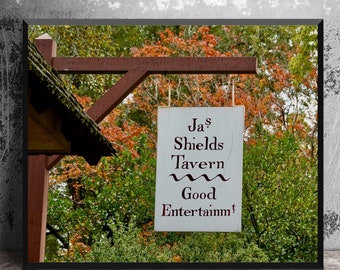 Shields Tavern Sign Colonial Williamsburg, Williamsburg Art Photos, Colonial Decor, Bar Wall Art, Tavern Sign Photo, Duke of Gloucester St