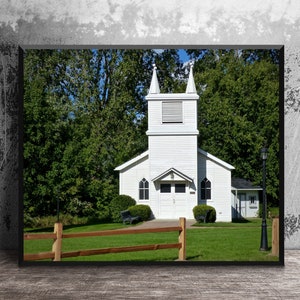 Photo Print, Little Village Chapel, South Lyon, Michigan Photography, McHattie Park, Suitable for Framing, Country Church, Church Spires