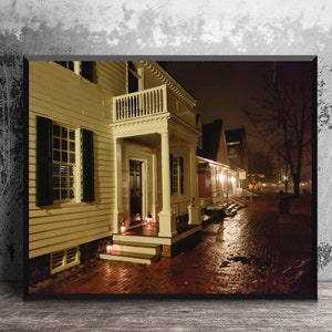 Rainy Night on Duke of Gloucester, Colonial Williamsburg, James Geddy House, Colonial Decor, Old Williamsburg Wall Art, 11x14 Wall Decor