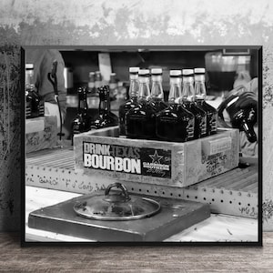 Garrison Brothers Distillery Black and White Photography, Texas Bourbon Gift, Canvas Wall Art, Picture on Metal, Masculine Man Cave Decor image 1