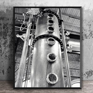 Kentucky Distillery Bourbon Still Art Print, Masculine Industrial Man Cave Decor, Bourbon Trail Canvas Print, Whiskey Picture on Metal