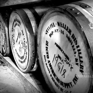 Ready to Hang Whiskey Barrels Print on Metal, Stitzel Weller Stamped Barrel Heads, Canvas Art Bar Decor, Man Cave Decor, 16x20 Bourbon Art image 2