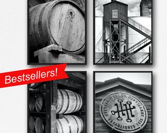 Discounted Set of Bourbon Photography Prints, Whiskey Wall Decor, Masculine Man Cave Wall Art, Gift for Bourbon Drinker, Kentucky Distillery