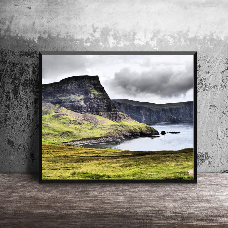 Dramatic Landscape, Scotland Photo, Neist Point, Isle of Skye Photo, Nature Photography, Photo Print, Scottish Scenery, Sky and Cliffs bild 1