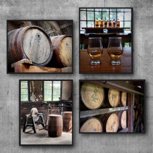 Bourbon Distillery Pictures, Set of 4 Curated Art Prints for Home Bar, Unique Groomsmen Gift, Frameable Prints for Fathers Day, Whiskey Art