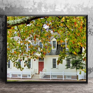 Fall Scene in Colonial Williamsburg, Williamsburg VA Wall Art, Colonial Decor, Prentis House, Colonial Photography Print, Duke of Gloucester