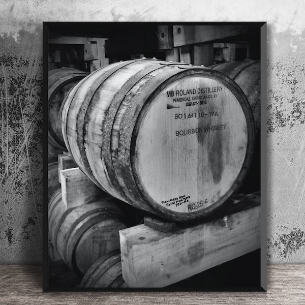 Stamped Barrel Head at MB Roland Distillery, Masculine Wall Art, Man Cave Bar Decor, Whiskey Art, Bourbon Bar Art, Bourbon Gift, Fathers Day