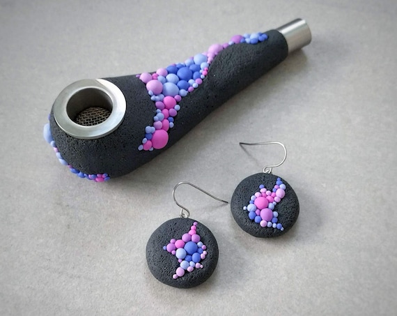 Pipe and earrings set. Series "Bubble"