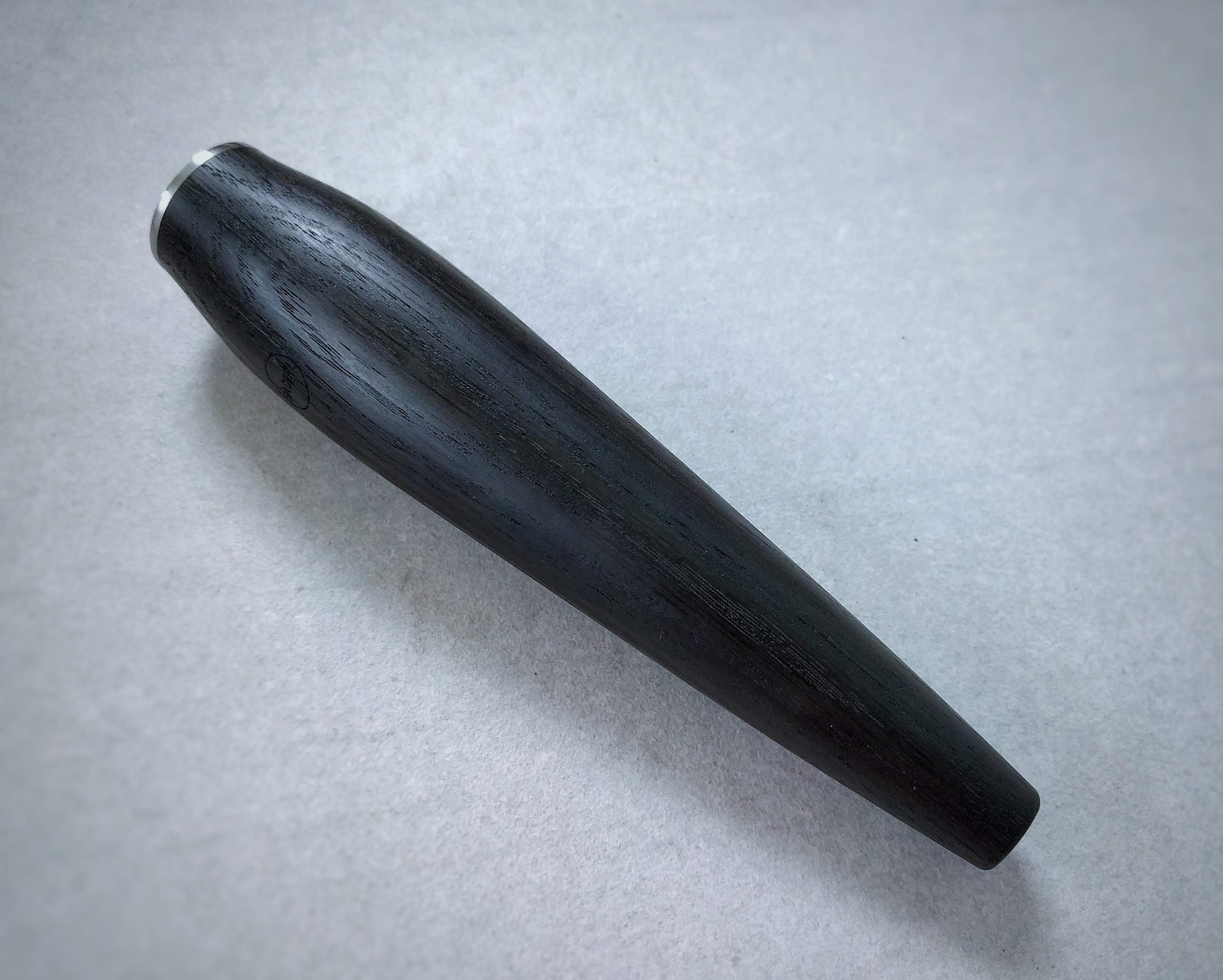 Wooden chillum from 5460 years old bog oak (morta) with stainless steel ...