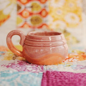 Hug Mug in Pink & Orange | Handmade Cozy Coffee Mugs | Ceramic Wheel Thrown Pottery Mugs | Unique Gifts | Mugs for Tea