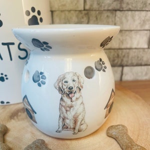 Golden Retriever Decoupage Wax Melt Burner: Dog Lover Gift