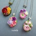 dafwings reviewed Pendant with polymer clay flower Bordeaux flower Necklace crystal beads clay Peony rose yellow rose floral necklace Polymer clay jewelry
