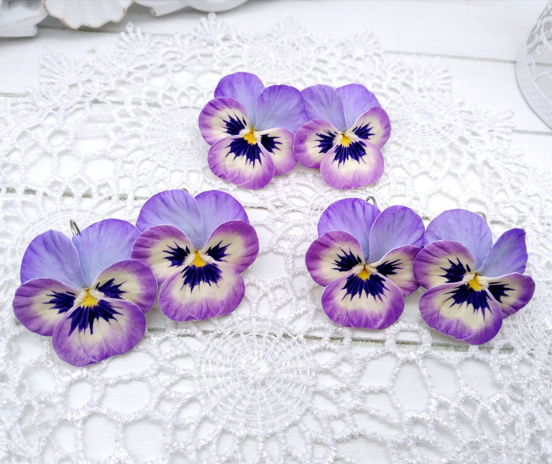 Earrings Pansie polymer clay Pansy jewelry summer flower Etsy