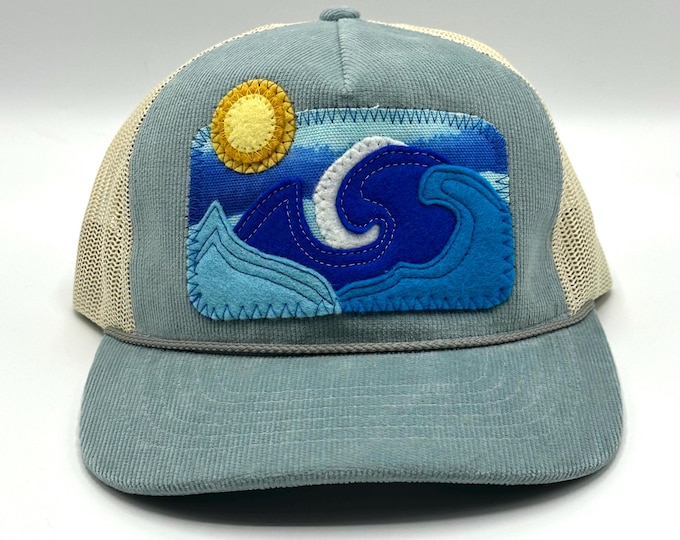 Big Wave Blue Corduroy Baseball Hat / Trucker Hat