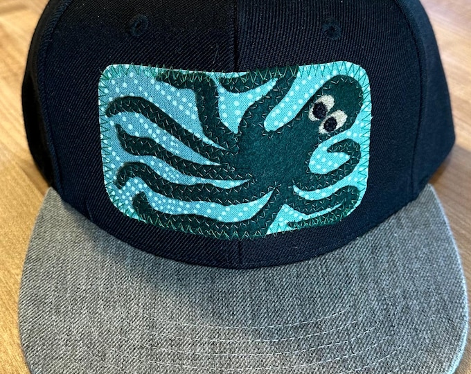 Green Octopus Flat Bill Trucker Hat