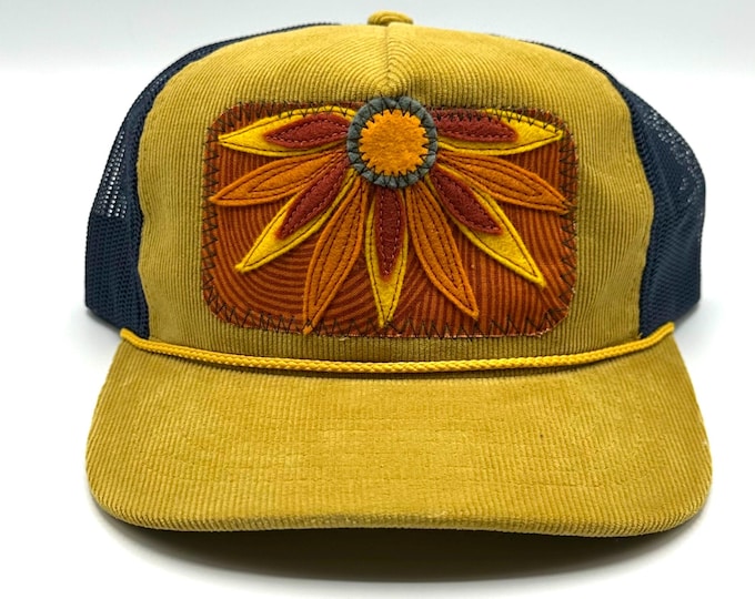 Autumn Sunflower Corduroy Baseball Hat / Trucker Hat