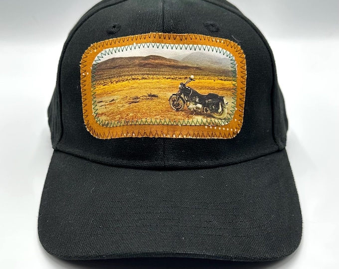 Free Range Motorcycle Black Hemp Baseball Hat