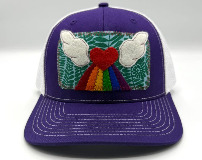 Flying Heart Purple Baseball Hat / Trucker Hat