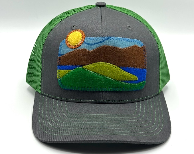 Mountain Lake Green Sky Baseball Hat / Trucker Hat