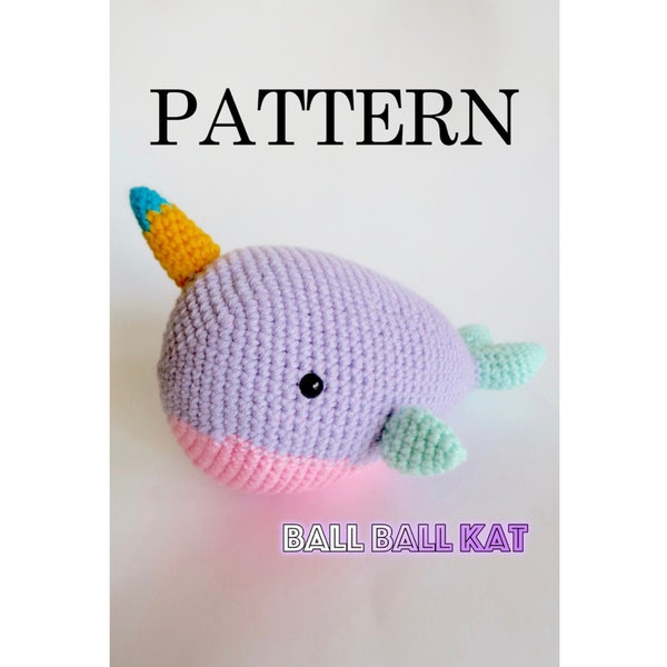 Amigurumi PDF Crochet Pattern - Chloe the Unicorn Whale, big whale, crochet animals, crochet toys, crochet for kids, softie, plush