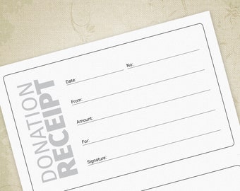 Donations Receipt Printable, Proof of Purchase, Financial Record Keeping, Digital File Chart, Instant Download, rec003
