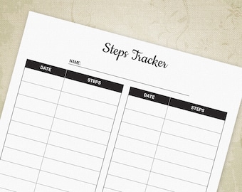 Steps Tracker Printable, Walking Log Form Contest, 30 Day Health Keeper, Stairs Exercise Planner, Digital File, Instant Download, wal004