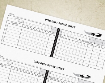 Disc Golf Score Sheet Printable, Flying Frolf, Back Nine, Front Scorecard, Scoring Game Planner, Digital File, Instant Download, gam018