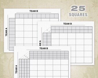 100 Football Sports Pool Squares Printable Team Contest Etsy