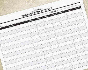 Horaire de travail des employés imprimable, tableau des horaires de travail quotidiens du personnel, fichier numérique, téléchargement immédiat, nom et titre modifiables, ews001