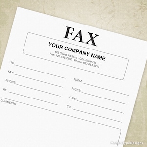Fax Cover Sheet Printable Form, Editable Facsimile Page for Faxing, Custom, Digital File, Instant Download, fcs001